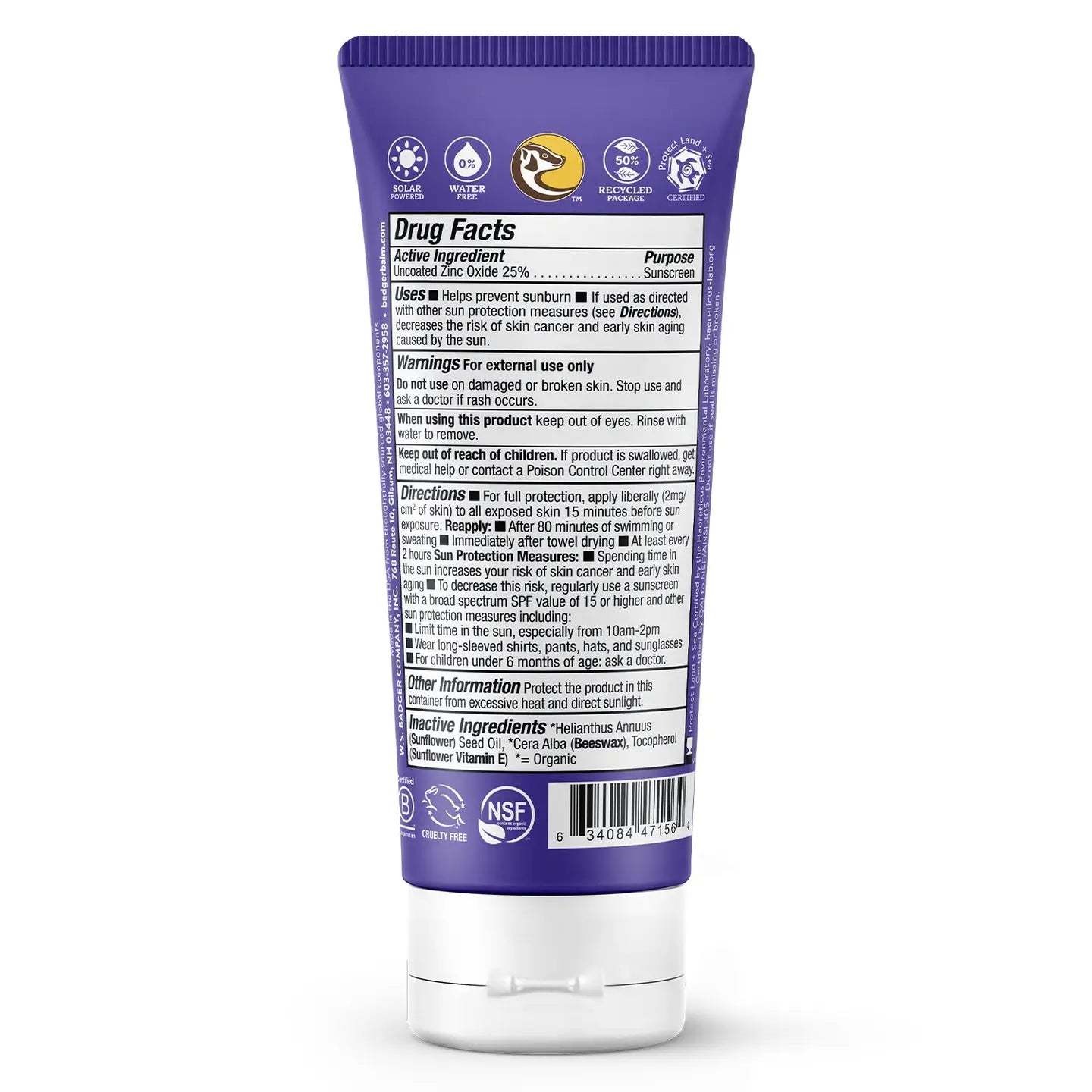 Badger Mineral Sunscreen Cream Spf 50