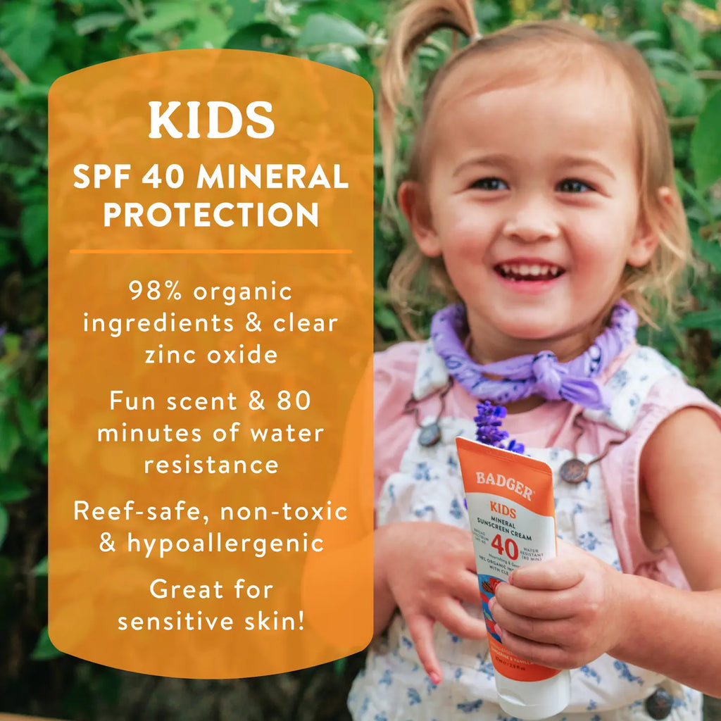Badger Kids Mineral Sunscreen Cream Spf 40