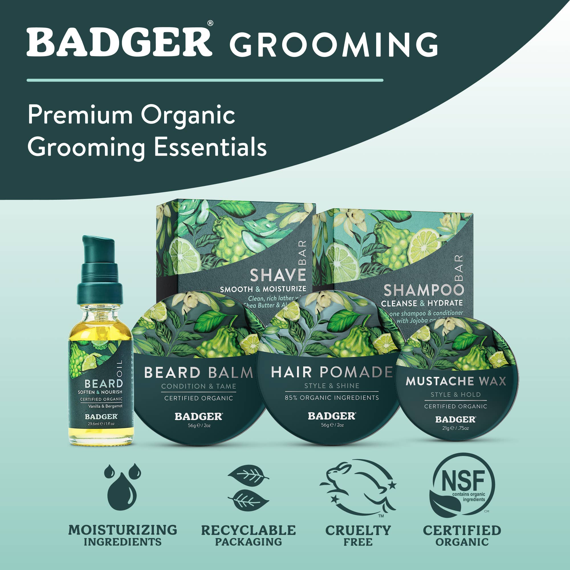 Badger Hair Pomade, Nourishes Hair & Scalp, Medium Hold