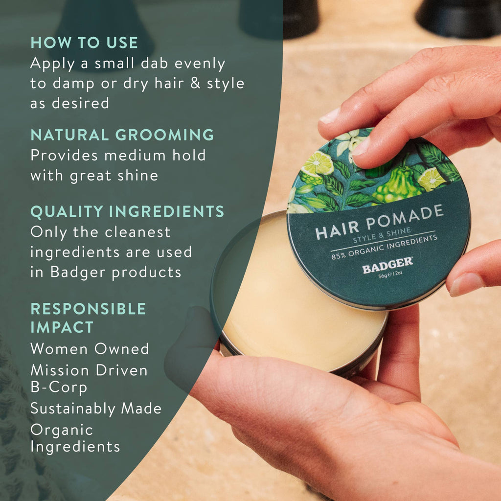 Badger Hair Pomade, Nourishes Hair & Scalp, Medium Hold