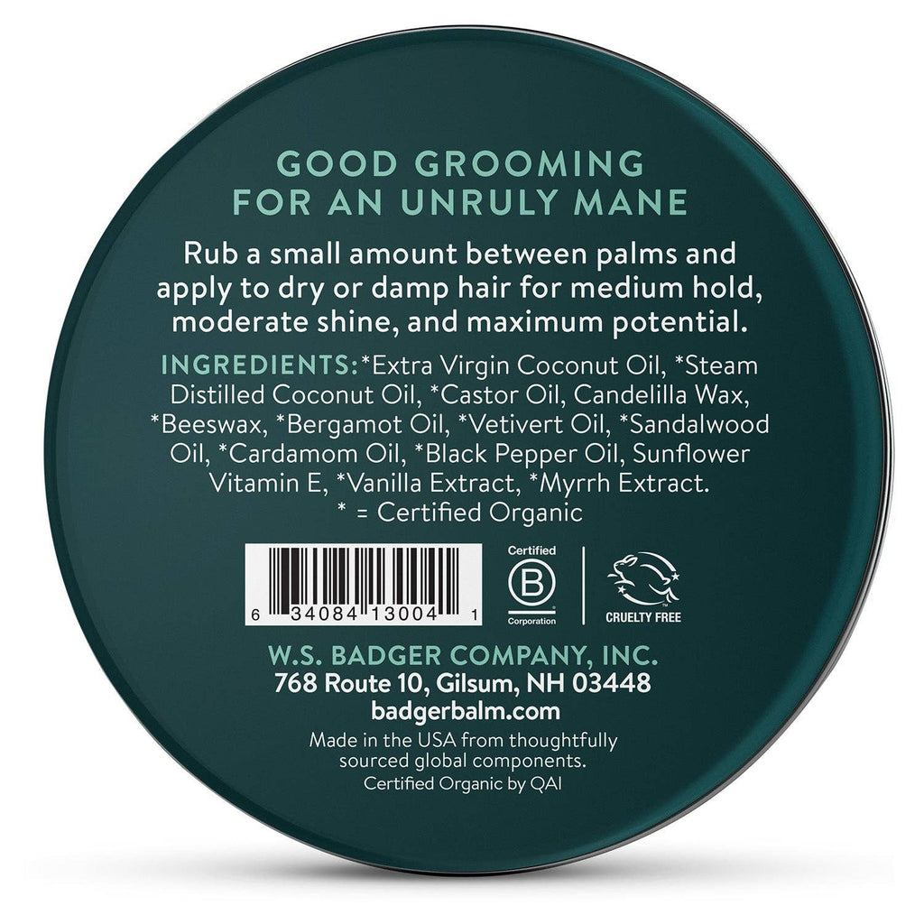 Badger Hair Pomade, Nourishes Hair & Scalp, Medium Hold