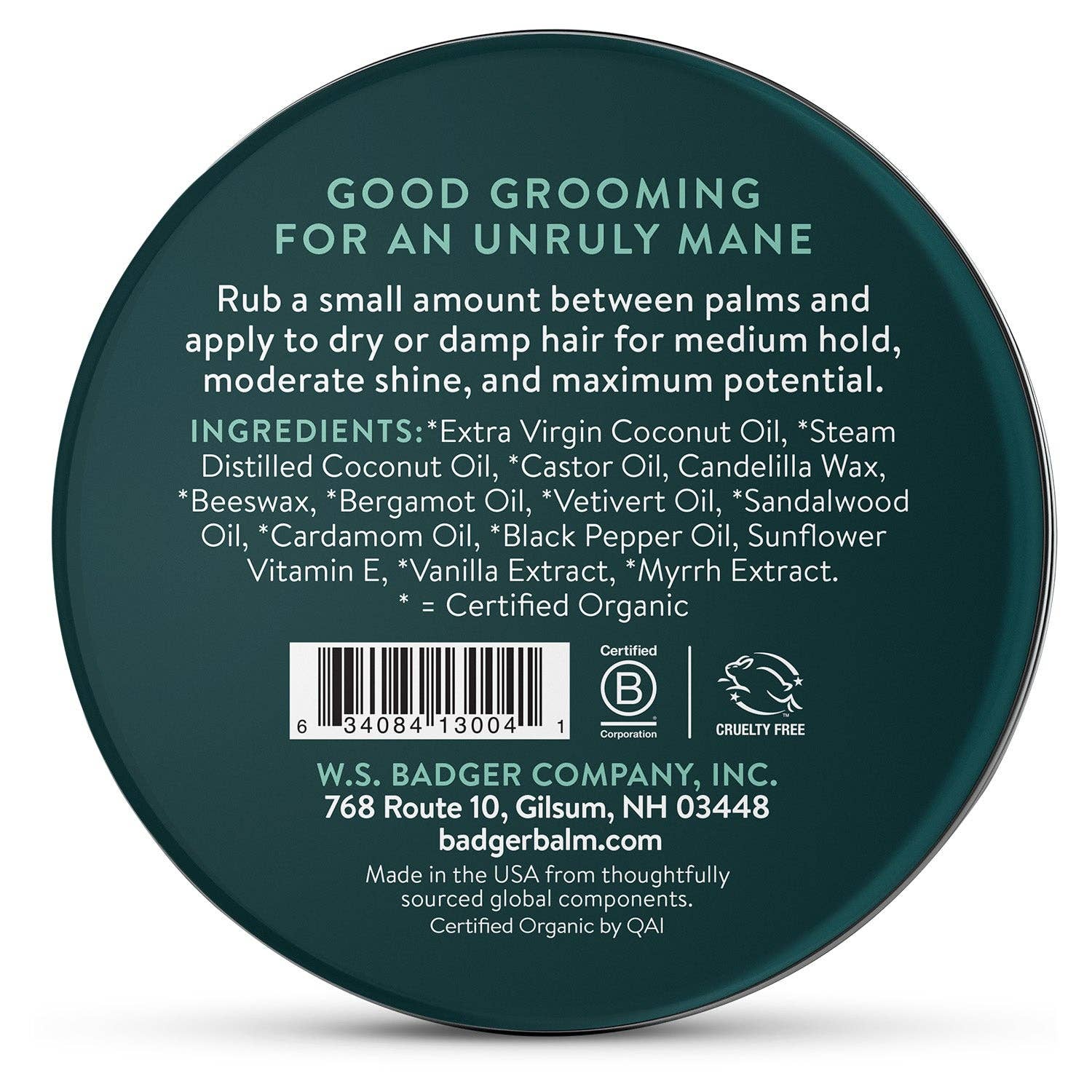 Badger Hair Pomade, Nourishes Hair & Scalp, Medium Hold